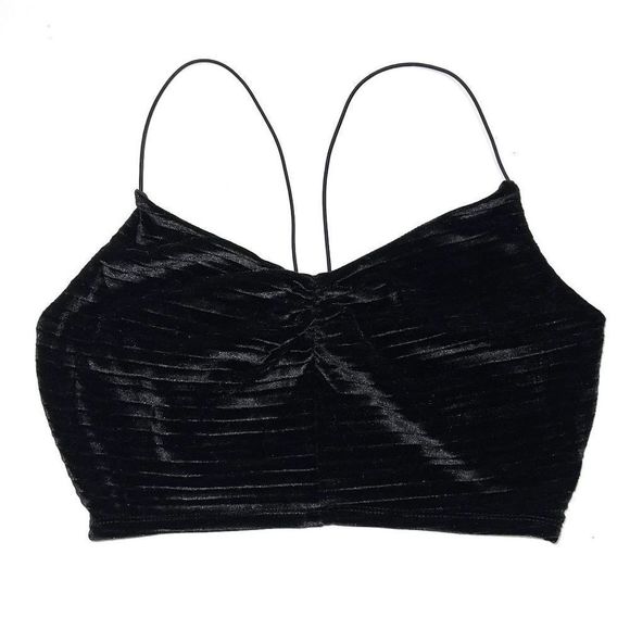 Women's Size 2XL Slim Fit Cinched Front Velvet Tiny Tank Top Wild Fable Black - Picture 1 of 4